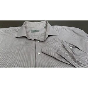 Canali Shirt 17.5 44 Blue Orange Houndstooth Long Sleeve Button Up Italy‎ Read
